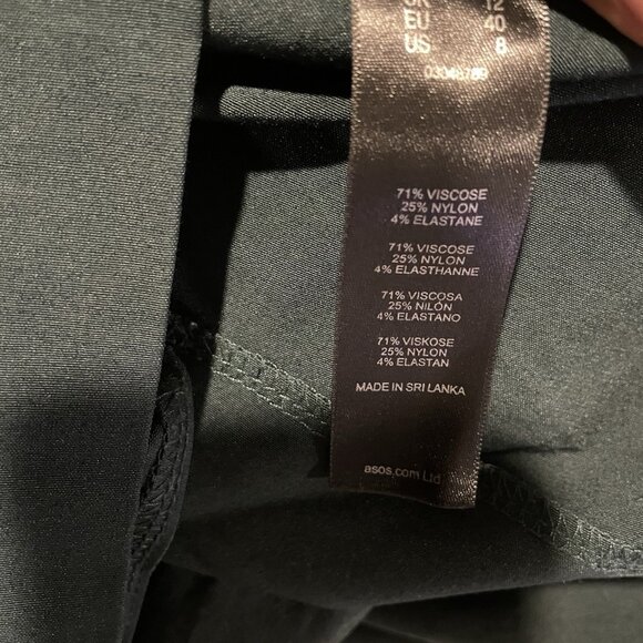 ASOS Dress Womens 8 Forrest Green Strapless Sheath Ruffle Midi Fitted Zip Back - Picture 4 of 7